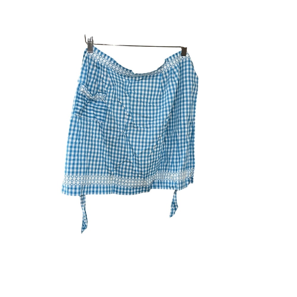 True‎ Vintage 70s Apron Handmade Blue/white Checks Osfm